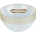 thumbnail image 1 of PLASTICPRO 12 Oz Hammered Plastic Bowls Disposable Soup Bowls, Translucent White with Gold Rim 30-Pack, 1 of 3