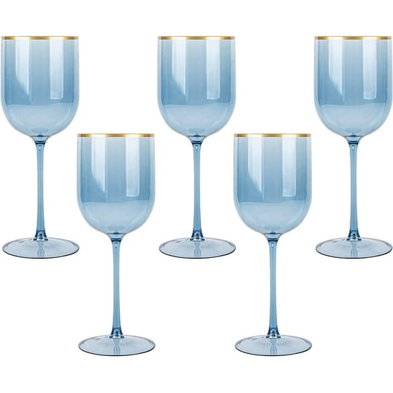 PLASTICPRO 12 Oz Plastic Wine Glasses 5-Pc Disposable Wine Glasses Drinking Set
