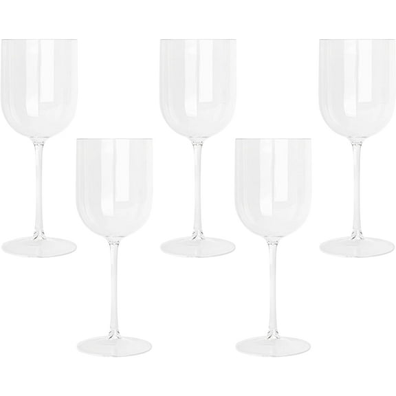PLASTICPRO 12 Oz Plastic Wine Glasses 5-Pc Disposable Wine Glasses Drinking Set