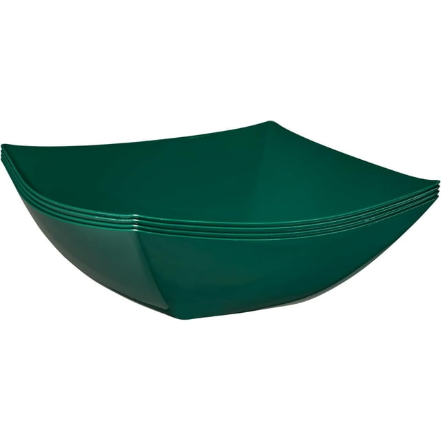 PLASTICPRO 128 Oz Disposable Serving Bowls Green Plastic Square Snack ...