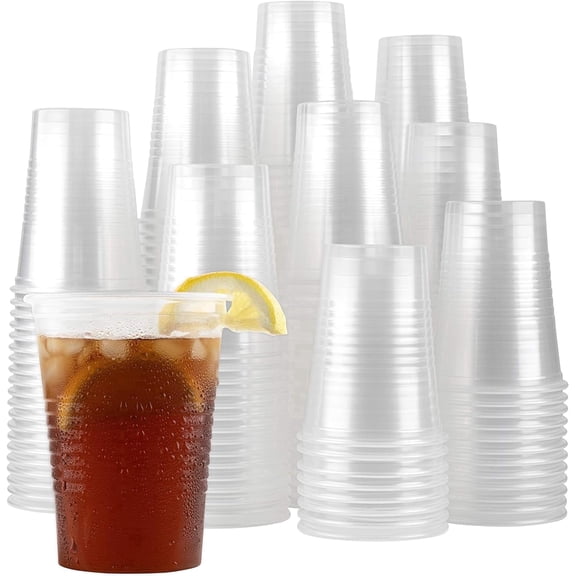 PLASTICPRO 16 Oz Clear Disposable Cups Plastic Cups for Party, 100-Pack