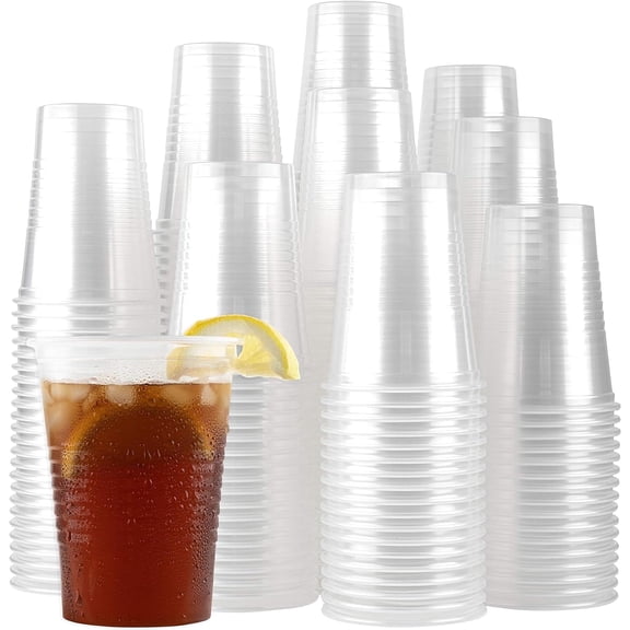 PLASTICPRO 16 Oz Clear Disposable Cups Plastic Cups for Party, 200-Pack