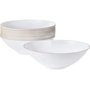 PLASTICPRO 16 Oz Disposable Plastic Bowls Gold Rimmed Heavyweight Soup Bowls, 10-Pack