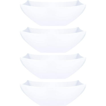 PLASTICPRO 16 Oz Disposable Serving Bowls White Plastic Square Snack Bowls, 4-Pack