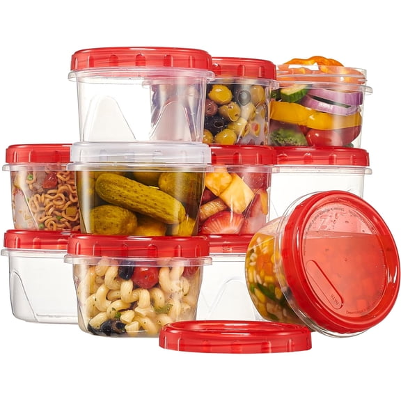 PLASTICPRO 16 Oz Twist Cap Meal Prep Containers Reusable Food Storage Containers with Lids, 12-Pack