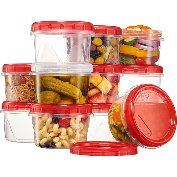 PLASTICPRO 16 Oz Twist Cap Meal Prep Containers Reusable Food Storage Containers with Lids, 12-Pack