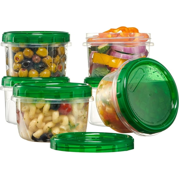 PLASTICPRO 16 Oz Twist Cap Meal Prep Containers Reusable Food Storage Containers with Lids, 6-Pack