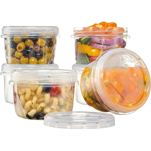 PLASTICPRO 16 Oz Twist Cap Meal Prep Containers Reusable Food Storage Containers with Lids, 6-Pack
