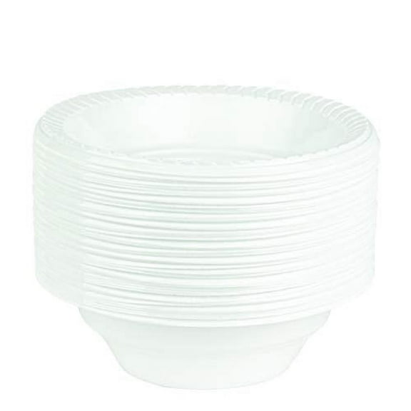 PLASTICPRO 16 Oz White Plastic Bowls Round Disposable Microwavable Bowls, 100-Pack