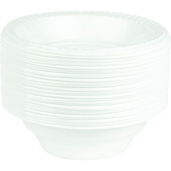 PLASTICPRO 16 Oz White Plastic Bowls Round Disposable Microwavable Bowls, 200-Pack