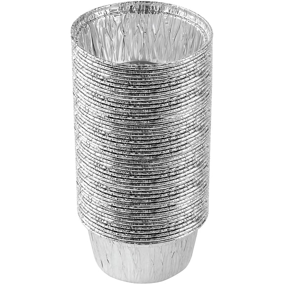 PLASTICPRO 3.5'' Inch Round Ramekins Muffin Cups Tin Foil Cupcake Pans Disposable Aluminum, Freezer & Oven Safe Pack of 50