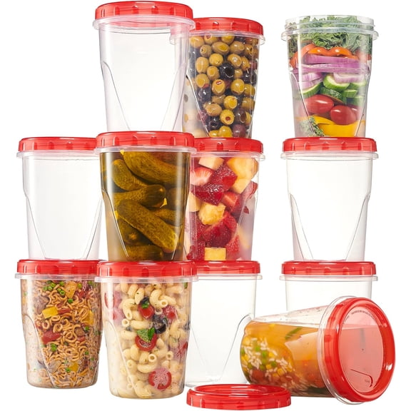 PLASTICPRO 32 Oz Twist Cap Meal Prep Containers Reusable Food Storage Containers with Lids, 12-Pack