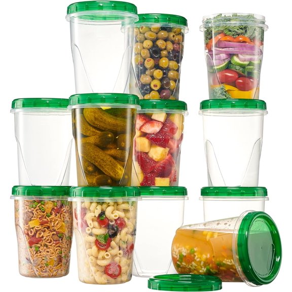 PLASTICPRO 32 Oz Twist Cap Meal Prep Containers Reusable Food Storage Containers with Lids, 12-Pack