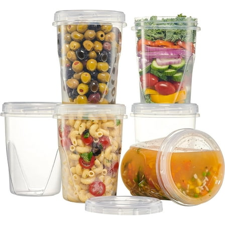 PLASTICPRO 32 Oz Twist Cap Meal Prep Containers Reusable Food Storage Containers with Lids, 6-Pack