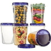 PLASTICPRO 8 Oz Twist Cap Meal Prep Containers Reusable Food Storage Containers with Lids, 6-Pack
