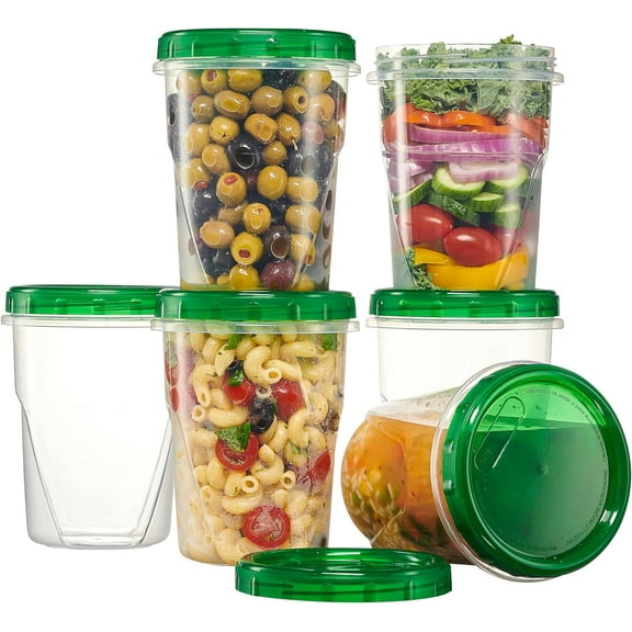 PLASTICPRO 32 Oz Twist Cap Meal Prep Containers Reusable Food Storage Containers with Lids, 6-Pack