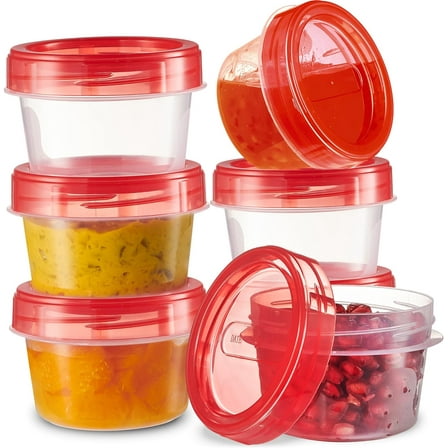 PLASTICPRO 4 Oz Twist Cap Meal Prep Containers Reusable Food Storage Containers with Lids, 6-Pack