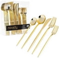 thumbnail image 1 of PLASTICPRO 40pc Disposable Gold Plastic Silverware Set with Spoons, Knives, Forks, and Teaspoons, Service for 8, 1 of 6