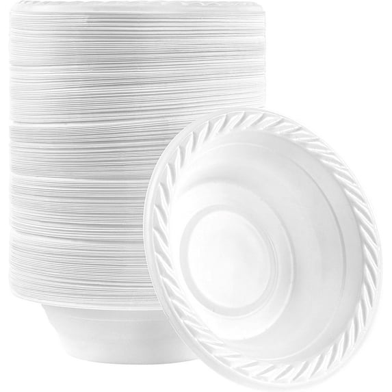 PLASTICPRO 5 Oz White Plastic Bowls Round Disposable Microwavable Bowls, 200-Pack