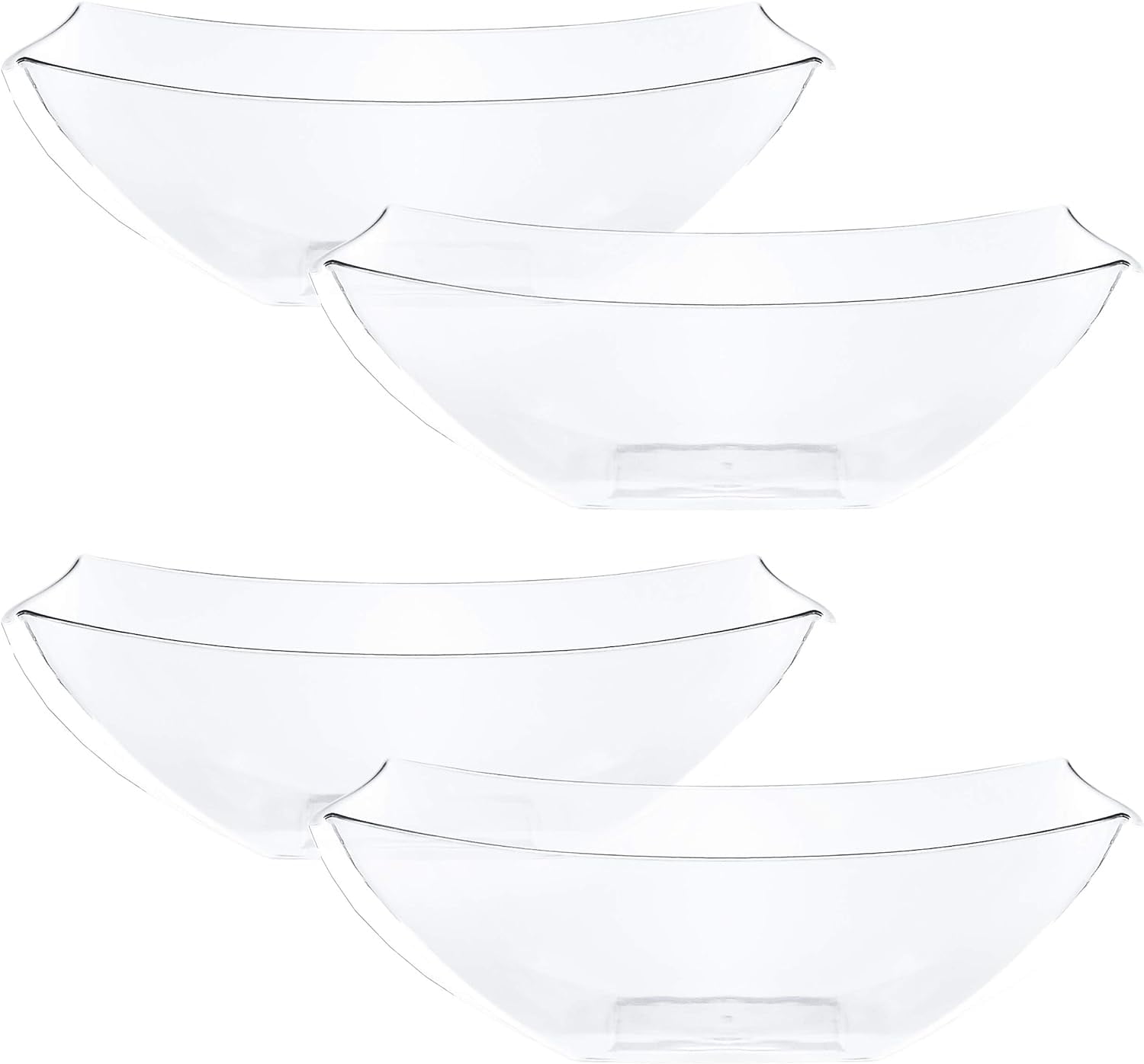PLASTICPRO 64 Oz Disposable Serving Bowls Clear Plastic Square Snack