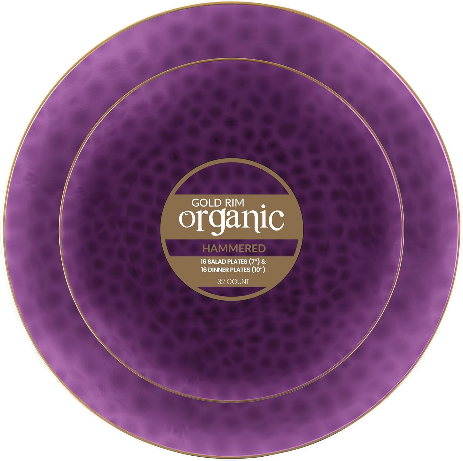 マルリ MARURI PURPLE TABLE 10枚 大皿 丸皿 31センチ PLASTICPRO 64-piece Purple Hammered Plastic Plates Combo Set