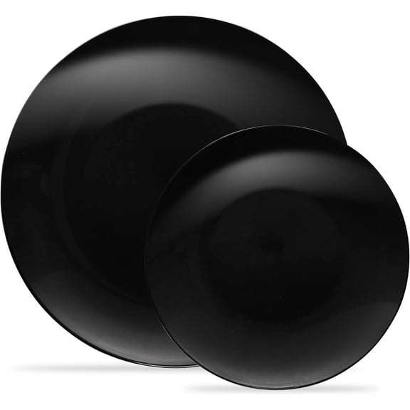 PLASTICPRO 7” & 10” Combo Plastic Plates Disposable Dinnerware Set, Black 32-Pack