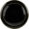 thumbnail image 1 of PLASTICPRO 7” & 10” Combo Plastic Plates Disposable Dinnerware Set, Black & Gold Rim 64-Pack, 1 of 3
