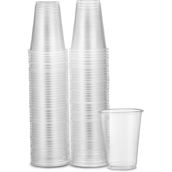 PLASTICPRO 7 Oz Clear Disposable Cups Plastic Cups for Party, 100-Pack