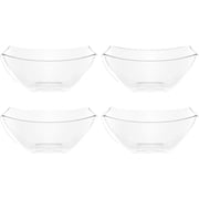 PLASTICPRO 8 Oz Disposable Serving Bowls Clear Plastic Square Snack Bowls, 4-Pack