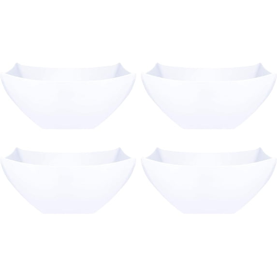 PLASTICPRO 8 Oz Disposable Serving Bowls White Plastic Square Snack Bowls, 4-Pack