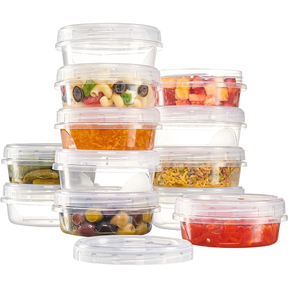 PLASTICPRO 8 Oz Twist Cap Meal Prep Containers Reusable Food Storage Containers with Lids, 12-Pack