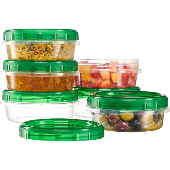 PLASTICPRO 8 Oz Twist Cap Meal Prep Containers Reusable Food Storage Containers with Lids, 6-Pack