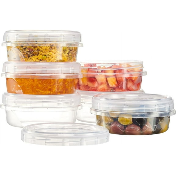 PLASTICPRO 8 Oz Twist Cap Meal Prep Containers Reusable Food Storage Containers with Lids, 6-Pack