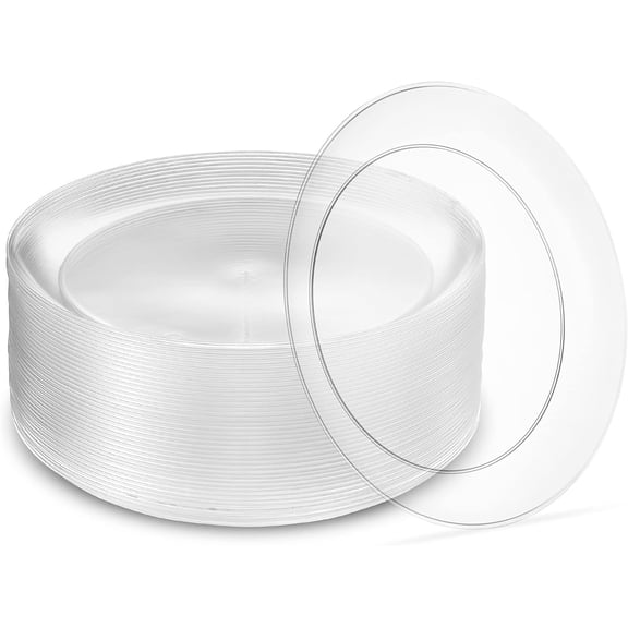 PLASTICPRO 9" Crystal Clear Plastic Plates Disposable Plates for Party, 80-Pack