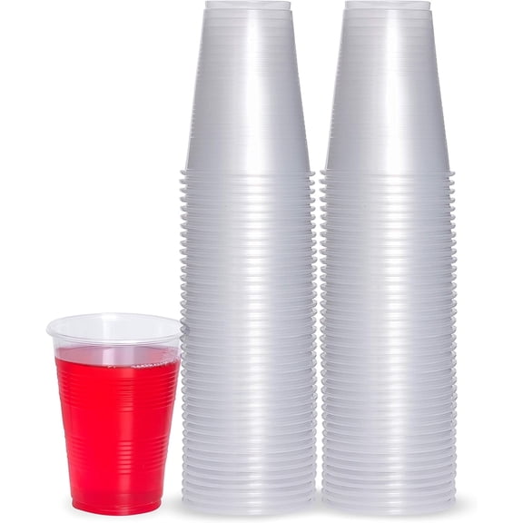 PLASTICPRO 9 Oz Clear Disposable Cups Plastic Cups for Party, 200-Pack