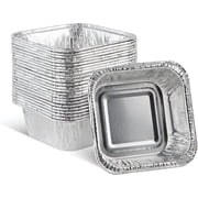 PLASTICPRO Aluminum Foil Baking Pans 3" x 3" x 2" Square Tin Foil Cake Pan for Ovens