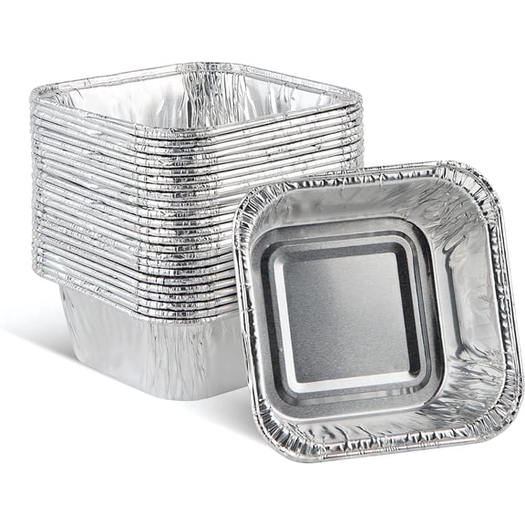 PLASTICPRO Aluminum Foil Baking Pans 3" x 3" x 2" Square Tin Foil Cake Pan for Ovens