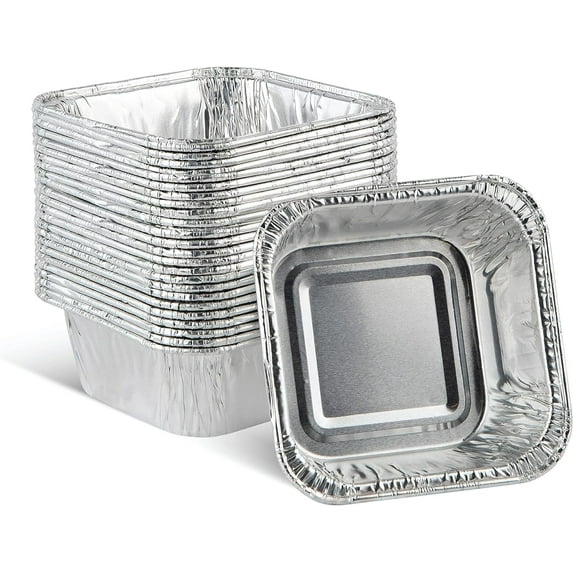 PLASTICPRO Aluminum Foil Baking Pans 3" x 3" x 2" Square Tin Foil Cake Pan for Ovens