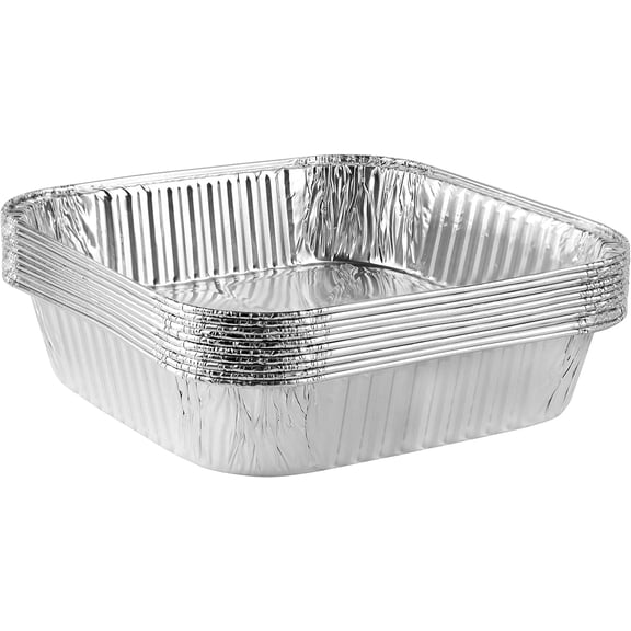 PLASTICPRO Aluminum Foil Baking Pans 8” x 8” x 2” Square Tin Foil Cake Pan for Ovens