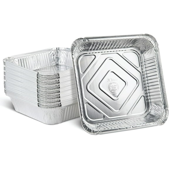 PLASTICPRO Aluminum Foil Baking Pans 9" x 9" x 2" Square Tin Foil Cake Pan for Ovens