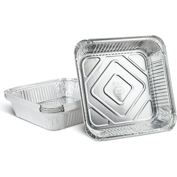 PLASTICPRO Aluminum Foil Baking Pans 9" x 9" x 2" Square Tin Foil Cake Pan for Ovens