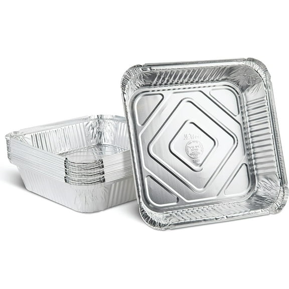 PLASTICPRO Aluminum Foil Baking Pans 9" x 9" x 2" Square Tin Foil Cake Pan for Ovens