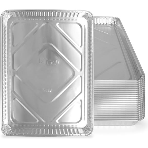 PLASTICPRO Aluminum Foil Cookie Sheets for Baking 13” x 17” Sheet Pans, 20-Pack