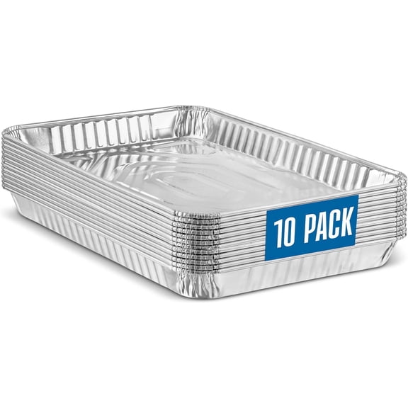 PLASTICPRO Aluminum Foil Cookie Sheets for Baking 9” x 13” Sheet Pans, 10-Pack