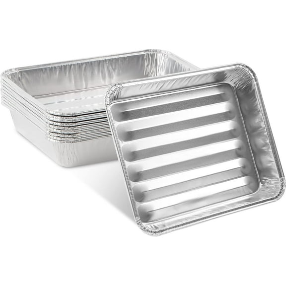 PLASTICPRO Aluminum Foil Grill Pans 7” x 8.5” Disposable Aluminum Foil Pans, 10-Pack
