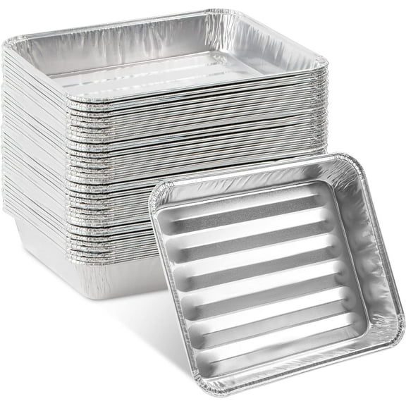 PLASTICPRO Aluminum Foil Grill Pans 7"x8.5" Disposable Aluminum Foil Pans, 50-Pack