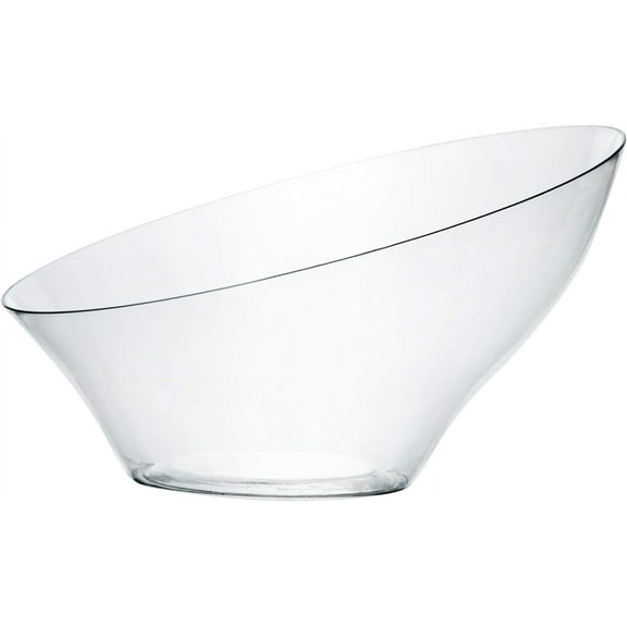 PLASTICPRO Angled Plastic Serving Bowls Clear Disposable Bowls Party Supplies, Large 4-Pack