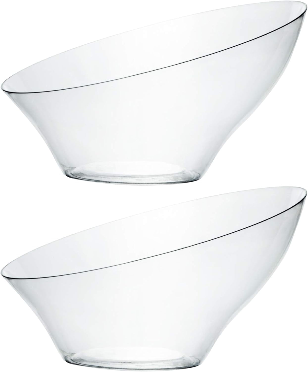 Clear Medium Angled Plastic Serving Bowls, 4-Pack