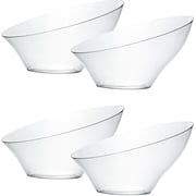 PLASTICPRO Angled Plastic Serving Bowls Clear Disposable Bowls Party Supplies, Small 8-Pack