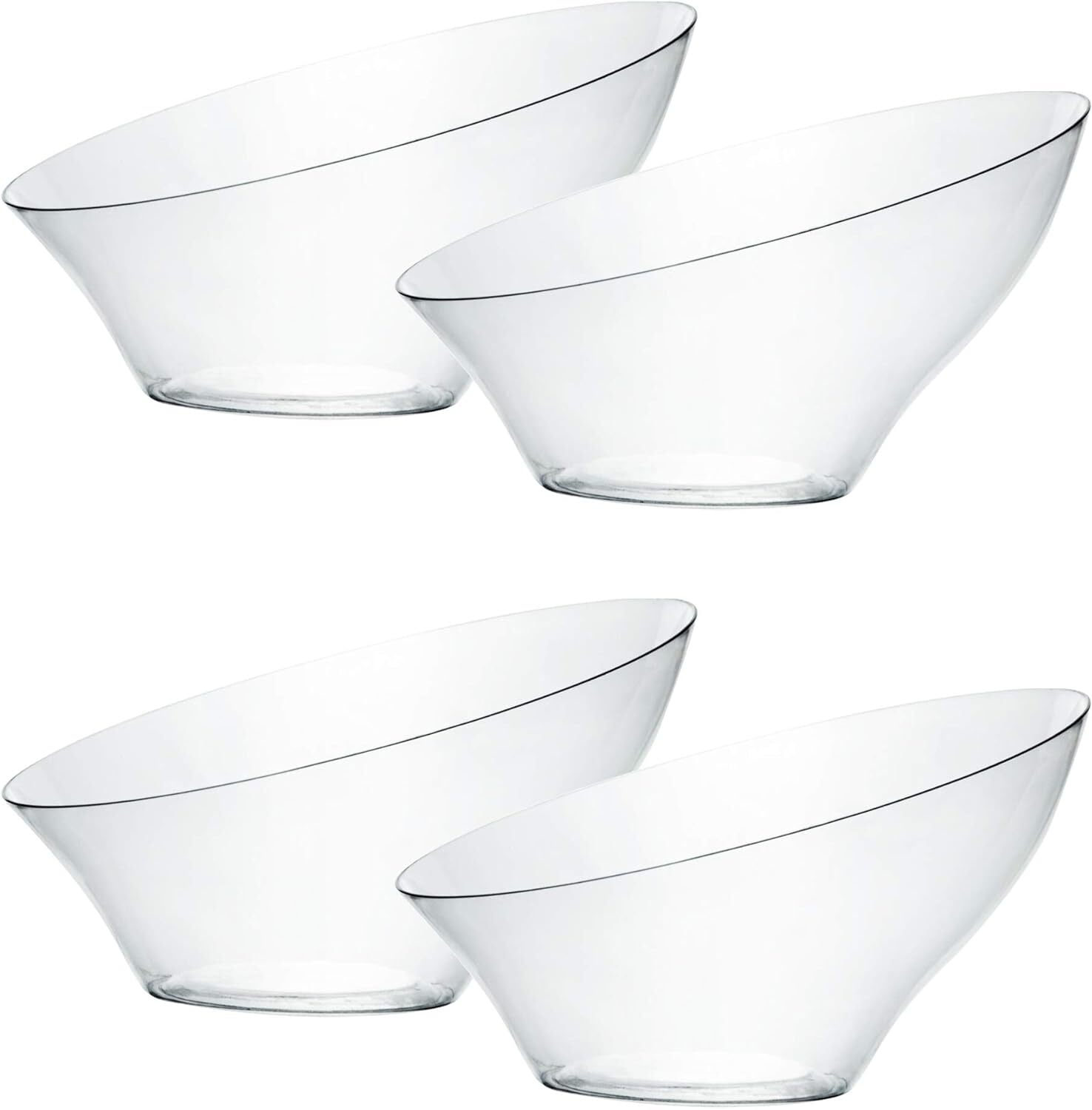 PLASTICPRO Angled Plastic Serving Bowls Clear Disposable Bowls Party